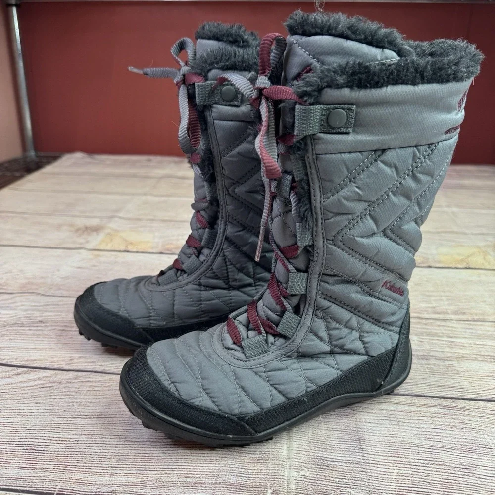 Columbia Youth Minx Mid III Snow Boots Gray Waterproof Insulated Girls Size US 1